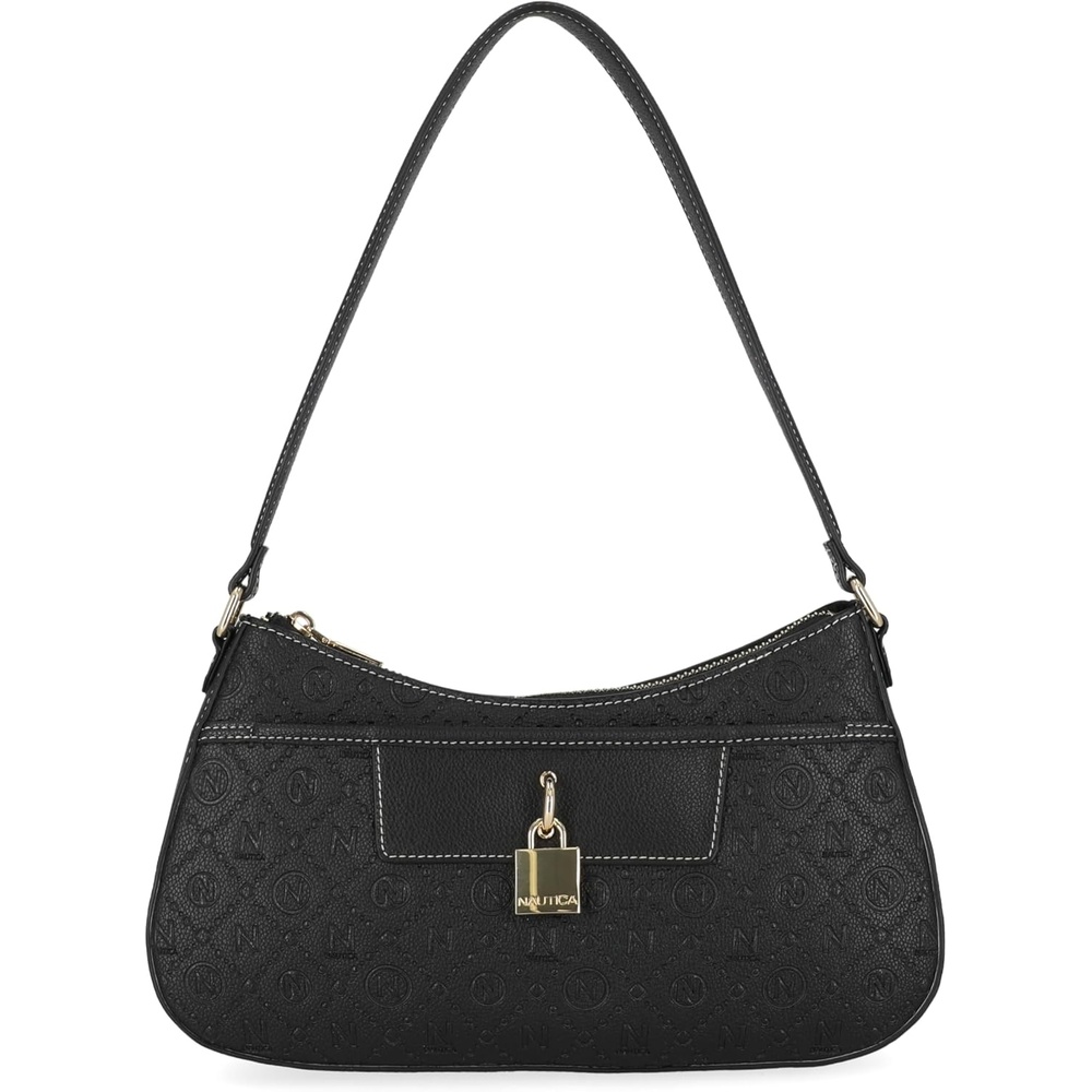 image:imageNautica Voyager Hobo Bag for Women Vegan Leather Womens Purse Large Shoulder Handbag with Zipper ClosureBlack Lockaway