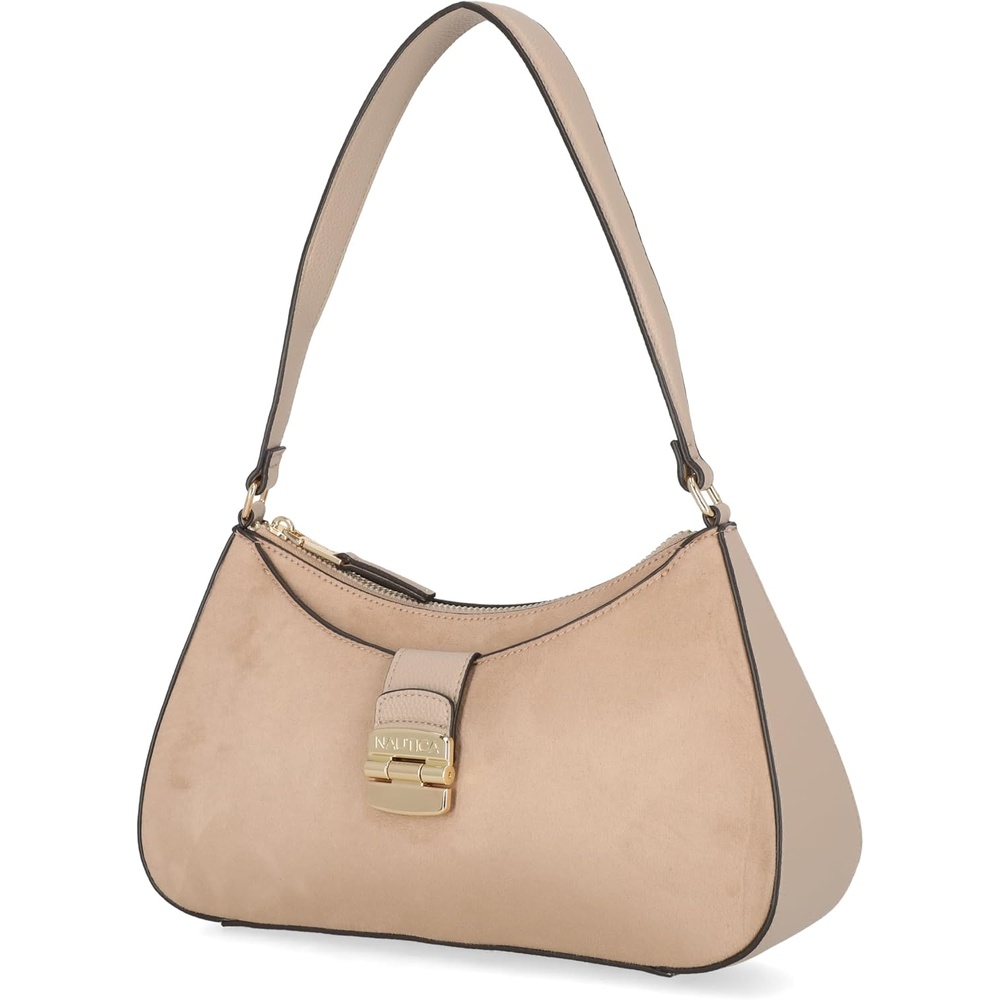 image:imageNautica Voyager Hobo Bag for Women Vegan Leather Womens Purse Large Shoulder Handbag with Zipper ClosureLight Mushroom Suede