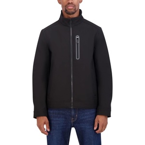 Nautica Men’s Bonded Fleece Softshell Jacket – Water Resistant Zip Front Transitional Coat(Black)