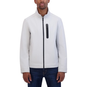 Nautica Men’s Bonded Fleece Softshell Jacket – Water Resistant Zip Front Transitional Coat(Cloud Grey)