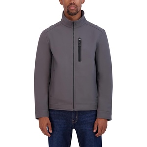 Nautica Men’s Bonded Fleece Softshell Jacket – Water Resistant Zip Front Transitional Coat(Metal Grey)