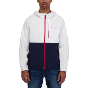 Nautica Men’s Lightweight Sailing Jacket – Waterproof & Windproof, Breathable(White/Blue)