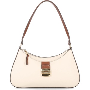 Nautica Voyager Hobo Bag for Women, Vegan Leather Women’s Purse, Large Shoulder Handbag with Zipper Closure(Bone/Luggage)