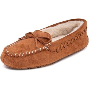 Nautica Women House Fur Slippers Slip On Fuzzy Indoor Outdoor Mocassins Slip Resistant Furry Loafers Microsuede Warm Shoes(Tan)