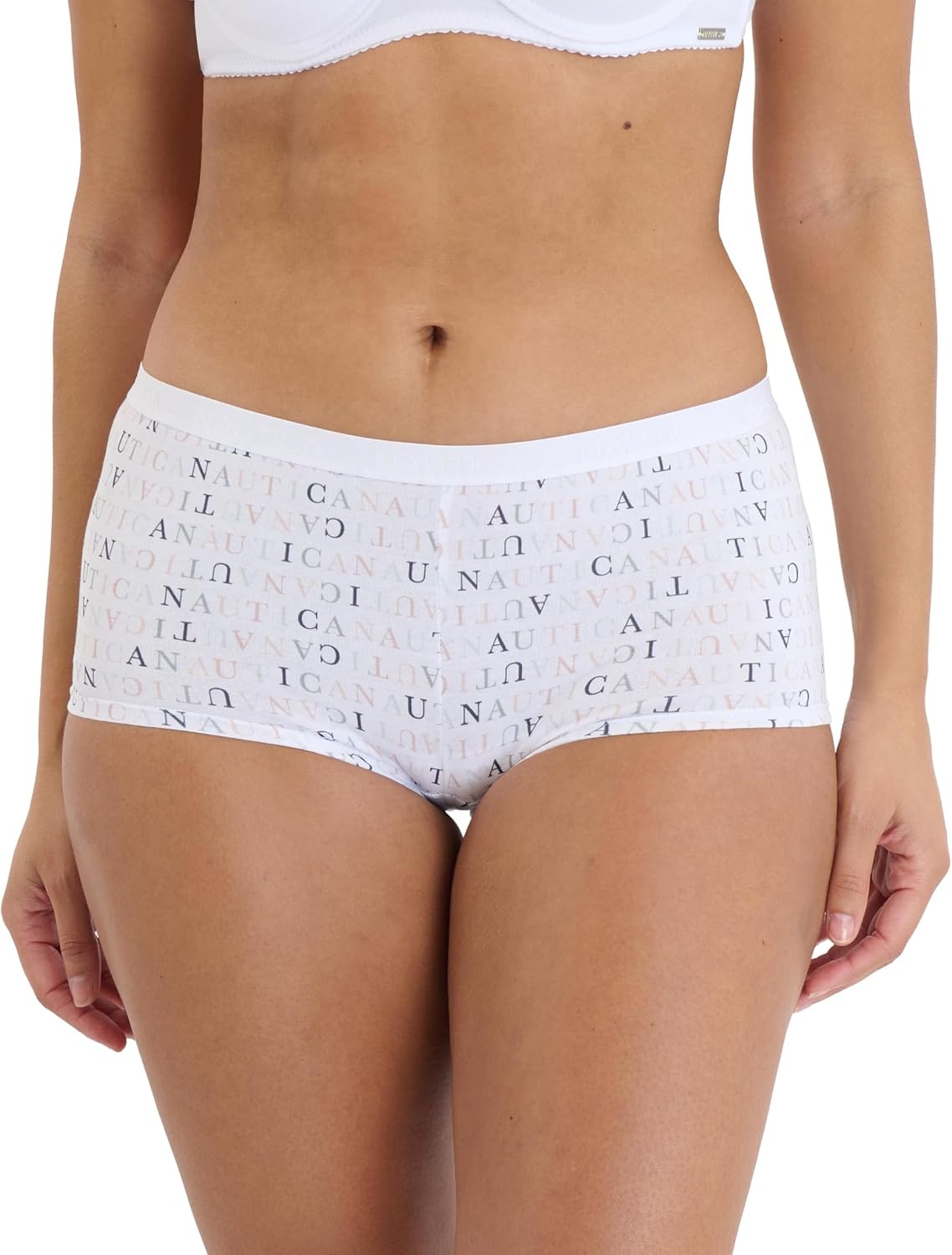image:imageNautica Womens Cotton Boyshort Underwear Set 5PackVeiled BlushLight Bleach HeatherRainstormStingrayMulti Logo