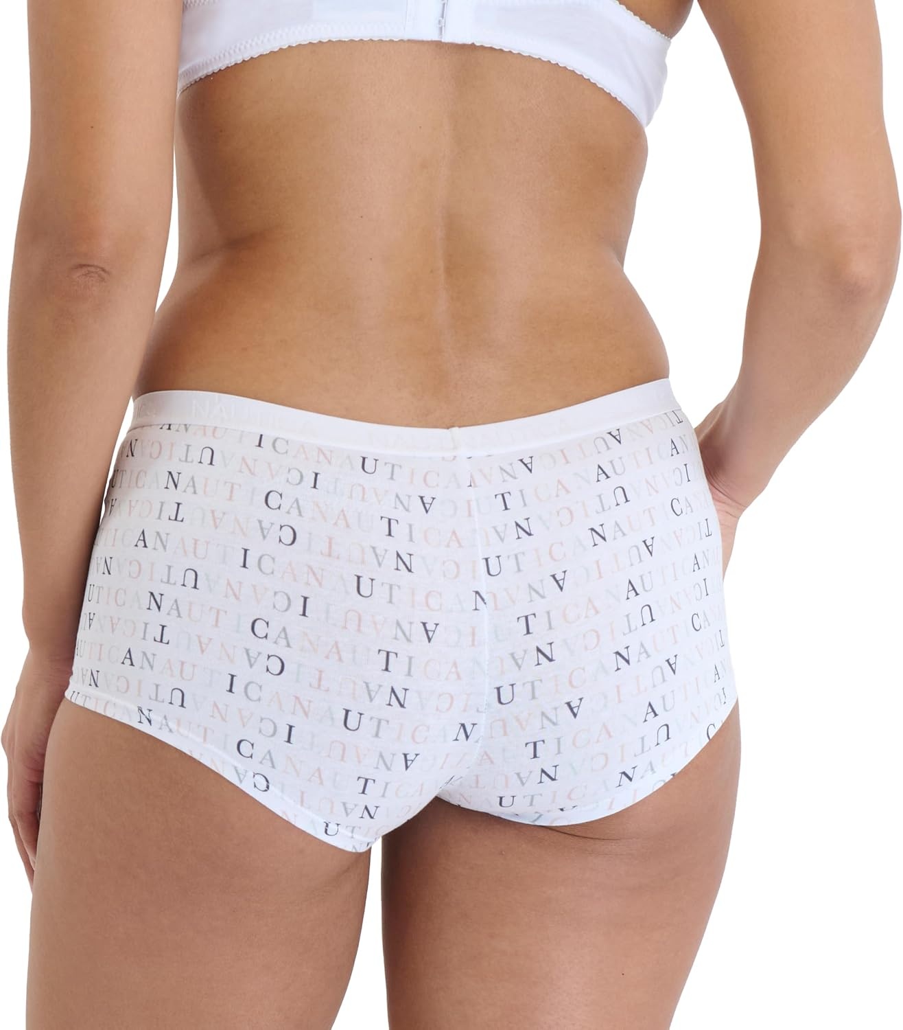 image:imageNautica Womens Cotton Boyshort Underwear Set 5PackVeiled BlushLight Bleach HeatherRainstormStingrayMulti Logo