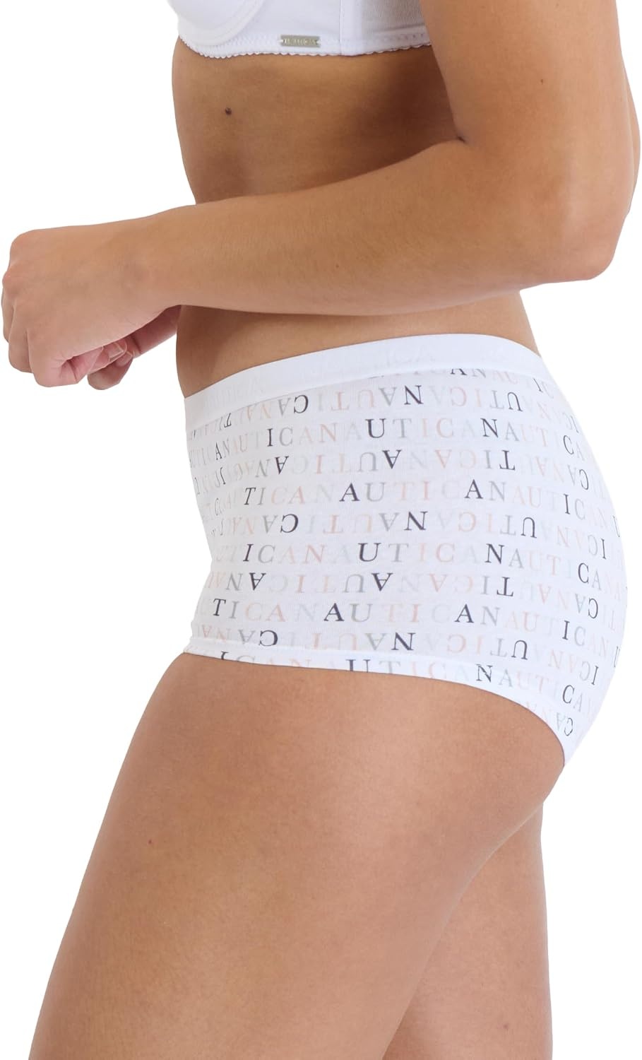 image:imageNautica Womens Cotton Boyshort Underwear Set 5PackVeiled BlushLight Bleach HeatherRainstormStingrayMulti Logo