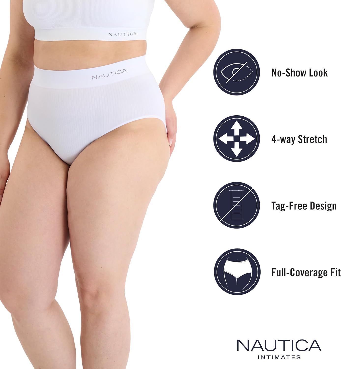 image:imageNautica Womens Seamless Ribbed Knit Brief Underwear Set 5PackBlackSandy BeigeWhiteMedium Heather GreyLight Mocha