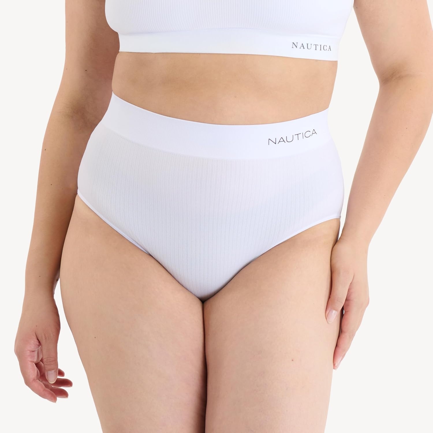 image:imageNautica Womens Seamless Ribbed Knit Brief Underwear Set 5PackBlackSandy BeigeWhiteMedium Heather GreyLight Mocha