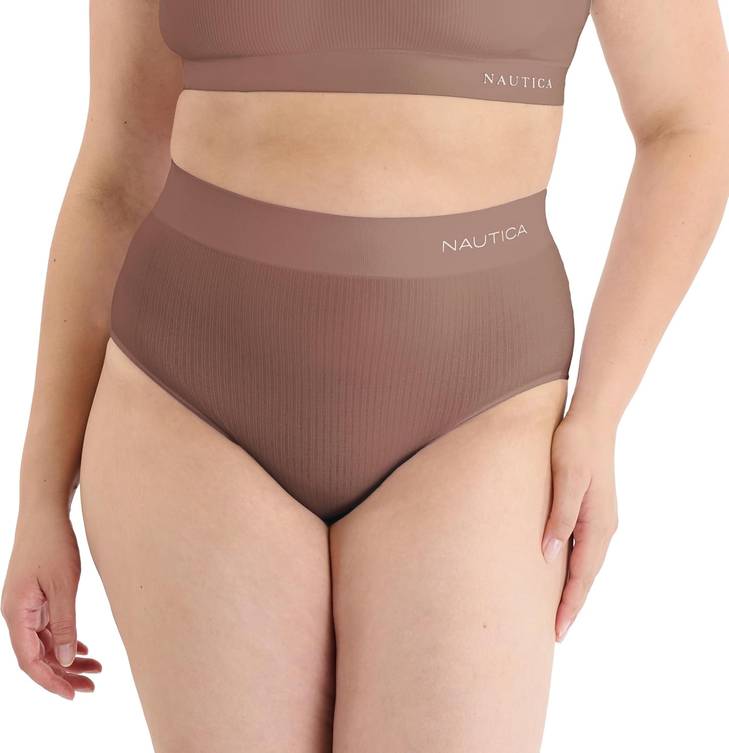 image:imageNautica Womens Seamless Ribbed Knit Brief Underwear Set 5PackMd Heather GreyNight SpellSilver LakeCocoa DustSea Grass