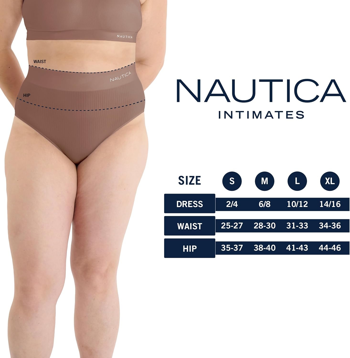image:imageNautica Womens Seamless Ribbed Knit Brief Underwear Set 5PackMd Heather GreyNight SpellSilver LakeCocoa DustSea Grass
