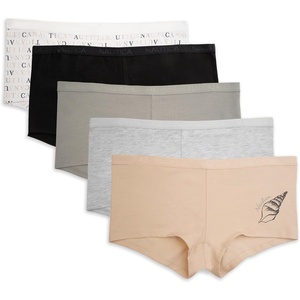 Nautica Women’s Cotton Boyshort Underwear Set, 5-Pack(Veiled Blush/Light Bleach Heather/Rainstorm/Stingray/Multi Logo)
