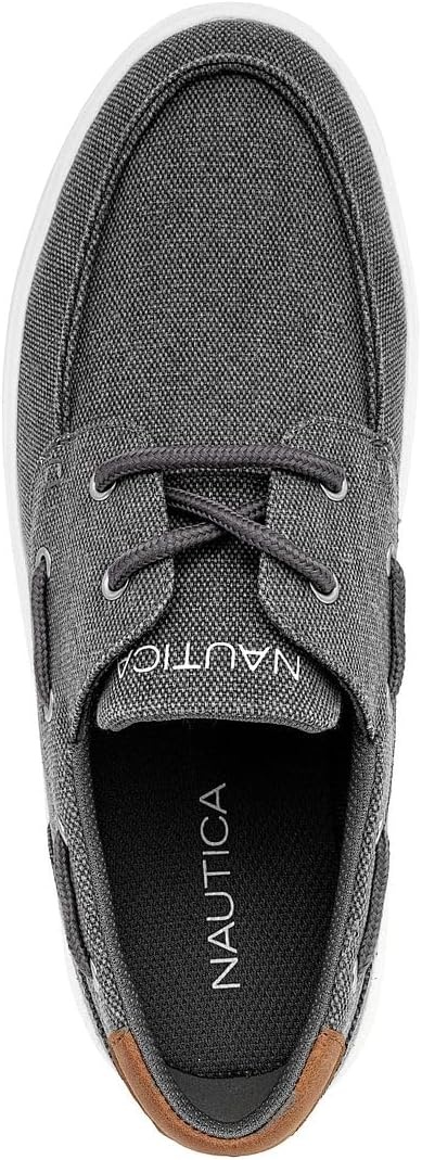 image:imageNAUTICA Mens LaceUp Boat Shoe Casual Loafers Comfort Sneaker Walking MoccasinCharcoal Canvas