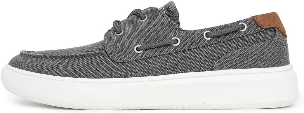 image:imageNAUTICA Mens LaceUp Boat Shoe Casual Loafers Comfort Sneaker Walking MoccasinCharcoal Canvas