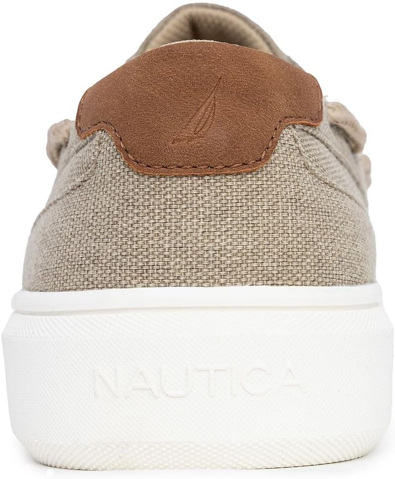 image:imageNAUTICA Mens LaceUp Boat Shoe Casual Loafers Comfort Sneaker Walking MoccasinTaupe Canvas