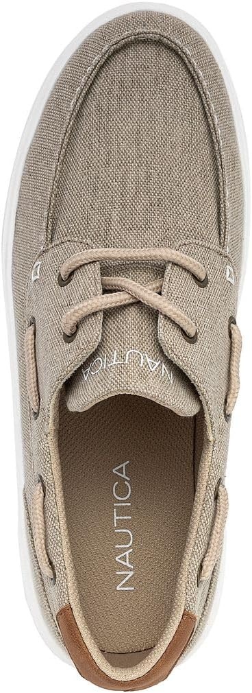 image:imageNAUTICA Mens LaceUp Boat Shoe Casual Loafers Comfort Sneaker Walking MoccasinTaupe Canvas