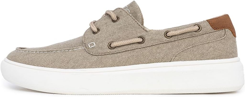 image:imageNAUTICA Mens LaceUp Boat Shoe Casual Loafers Comfort Sneaker Walking MoccasinTaupe Canvas