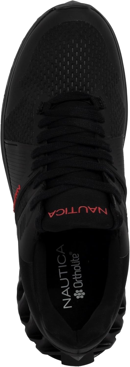 image:imageNautica Mens Casual Fashion Sneakers Lightweight LaceUp Athletic Walking Shoes for Gym amp Tennis ComfortableBlack Redlomari