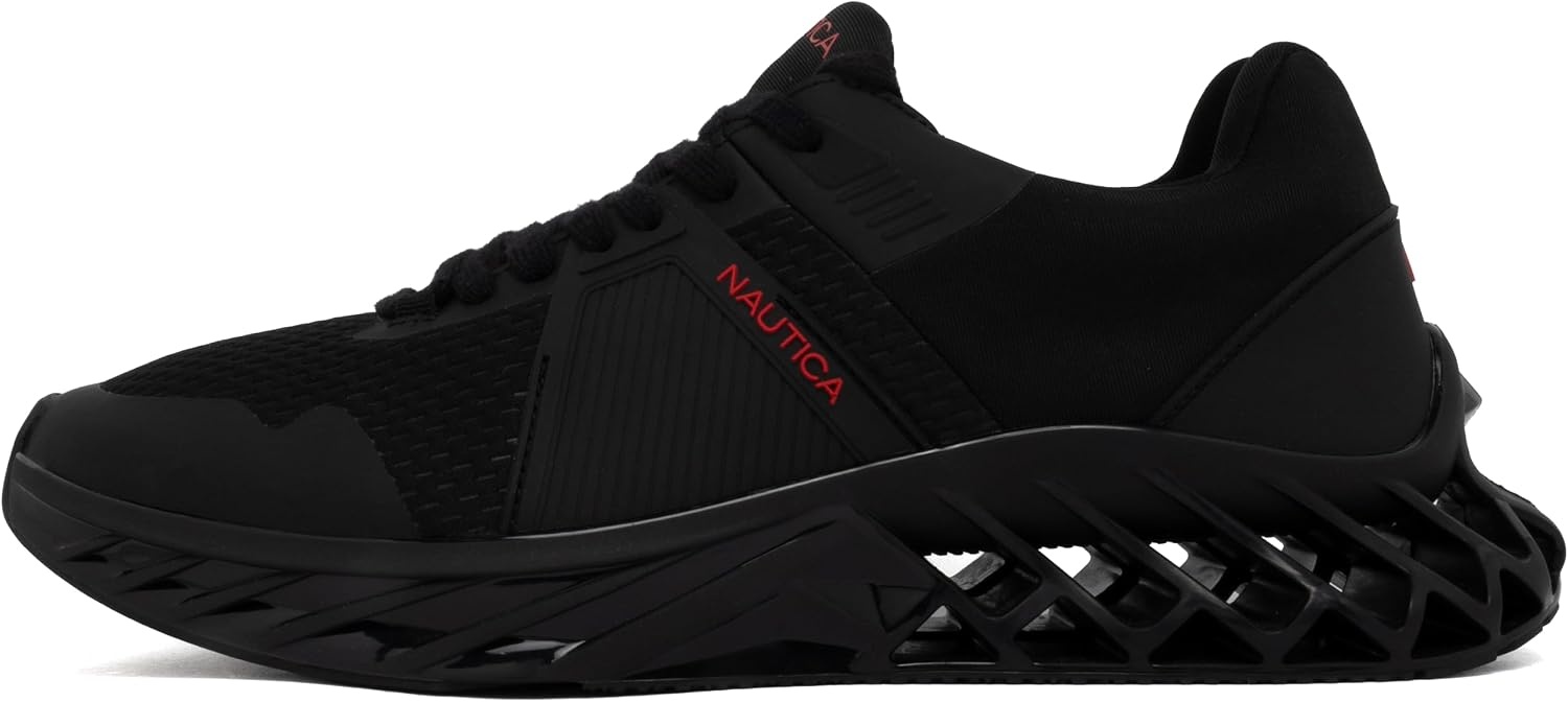 image:imageNautica Mens Casual Fashion Sneakers Lightweight LaceUp Athletic Walking Shoes for Gym amp Tennis ComfortableBlack Redlomari
