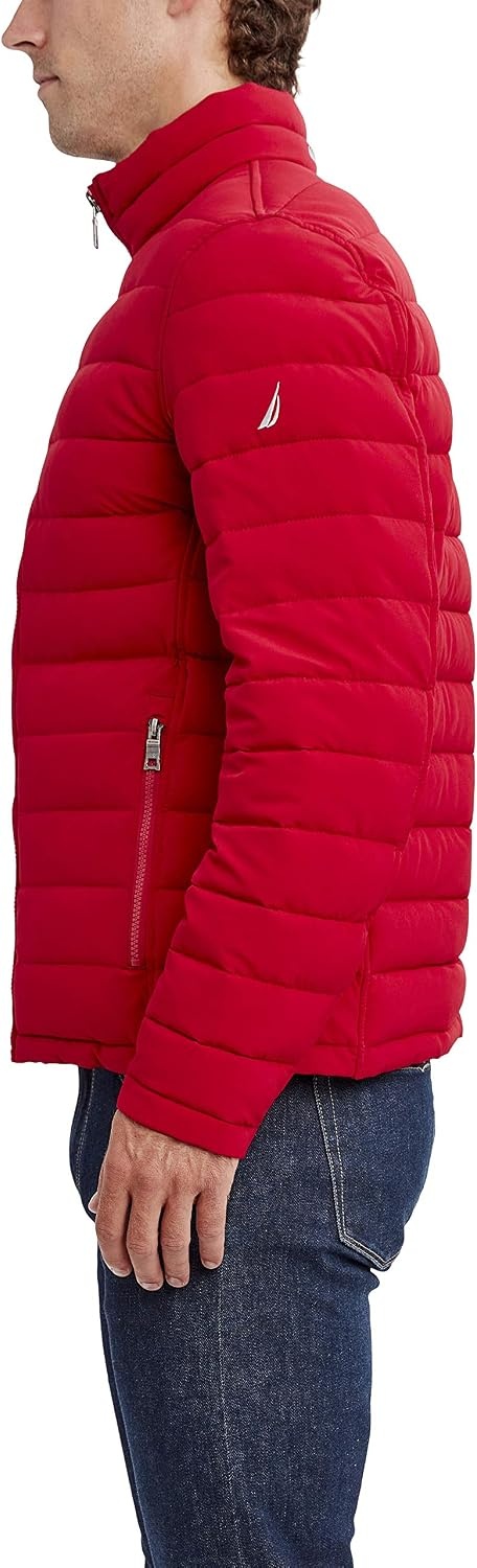 image:imageNautica Mens Reversible Quilted Puffer Jacket Midweight Mechanical Stretch Winter CoatBlaze