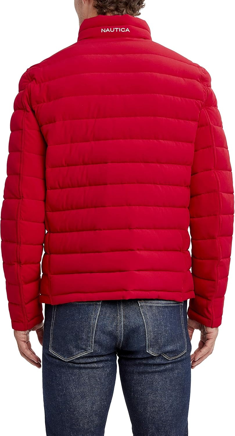 image:imageNautica Mens Reversible Quilted Puffer Jacket Midweight Mechanical Stretch Winter CoatBlaze