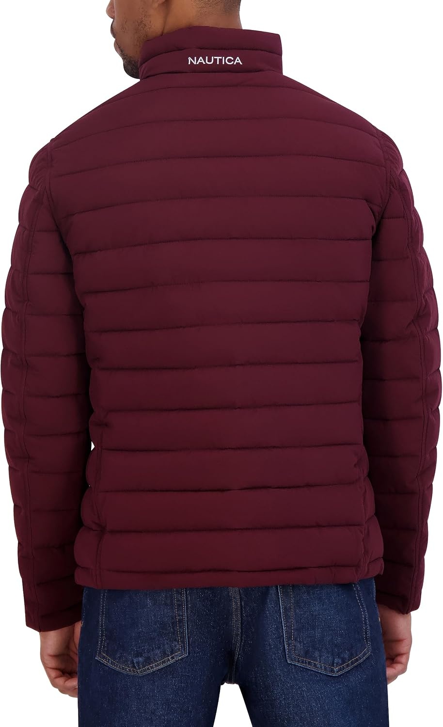 image:imageNautica Mens Reversible Quilted Puffer Jacket Midweight Mechanical Stretch Winter CoatBurgandy