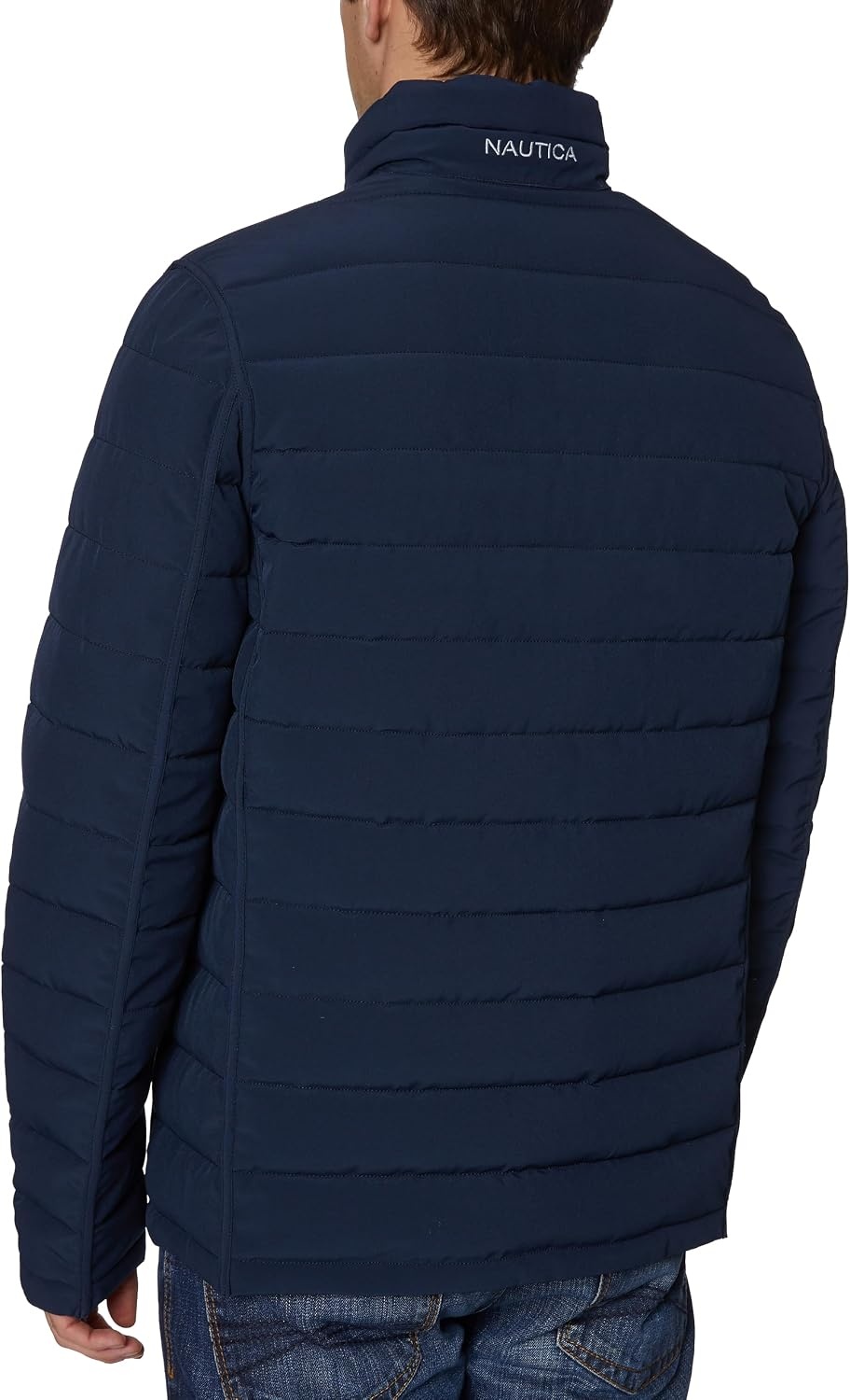 image:imageNautica Mens Reversible Quilted Puffer Jacket Midweight Mechanical Stretch Winter CoatDeep Navy