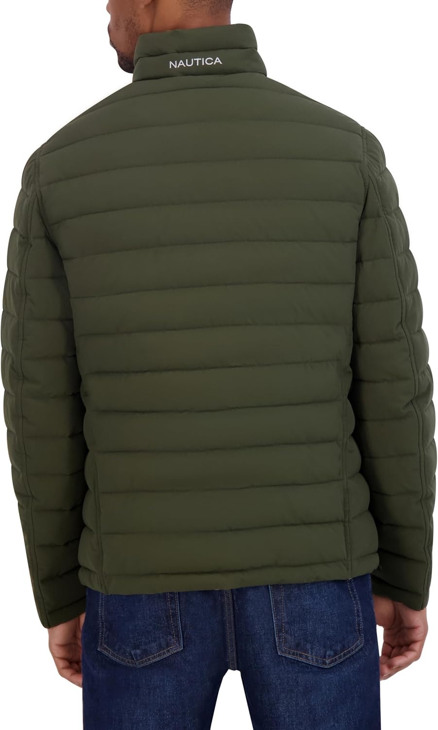 image:imageNautica Mens Reversible Quilted Puffer Jacket Midweight Mechanical Stretch Winter CoatDkforest