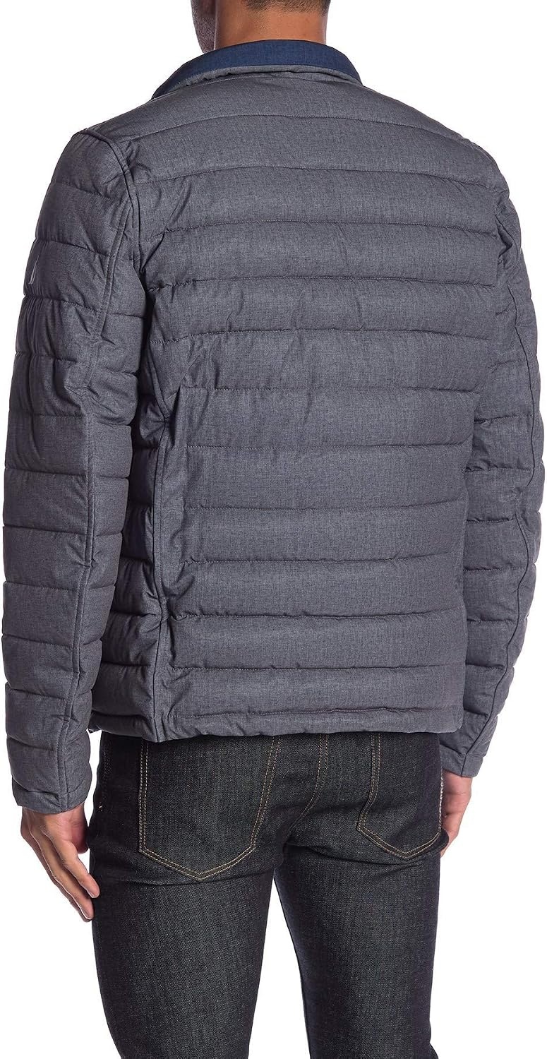image:imageNautica Mens Reversible Quilted Puffer Jacket Midweight Mechanical Stretch Winter CoatHeather Grey