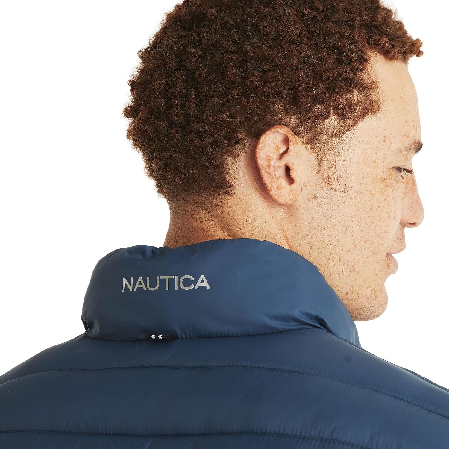 image:imageNautica Mens Reversible Quilted Puffer Jacket Midweight Mechanical Stretch Winter CoatLapis Blue