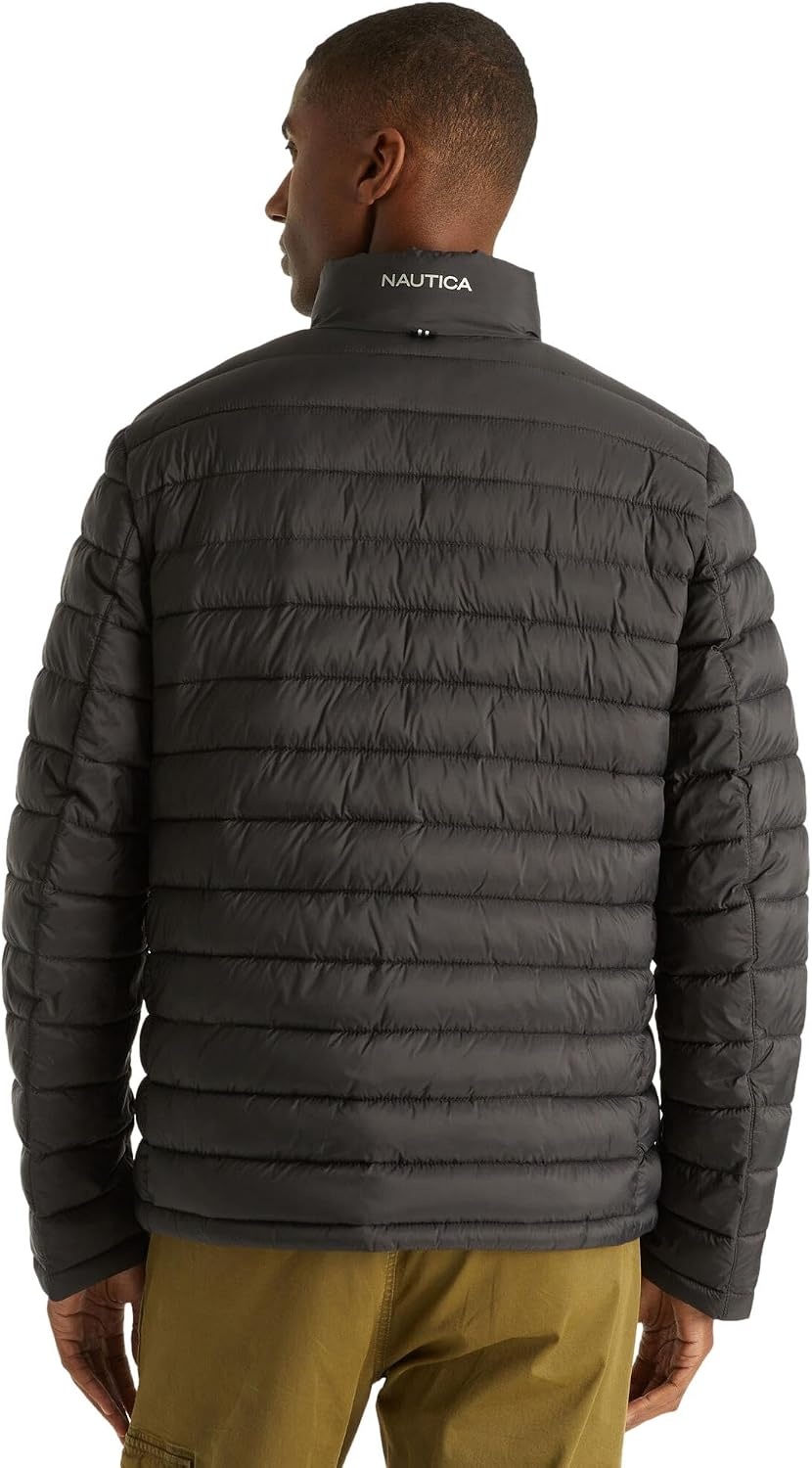image:imageNautica Mens Reversible Quilted Puffer Jacket Midweight Mechanical Stretch Winter CoatLuxury Black