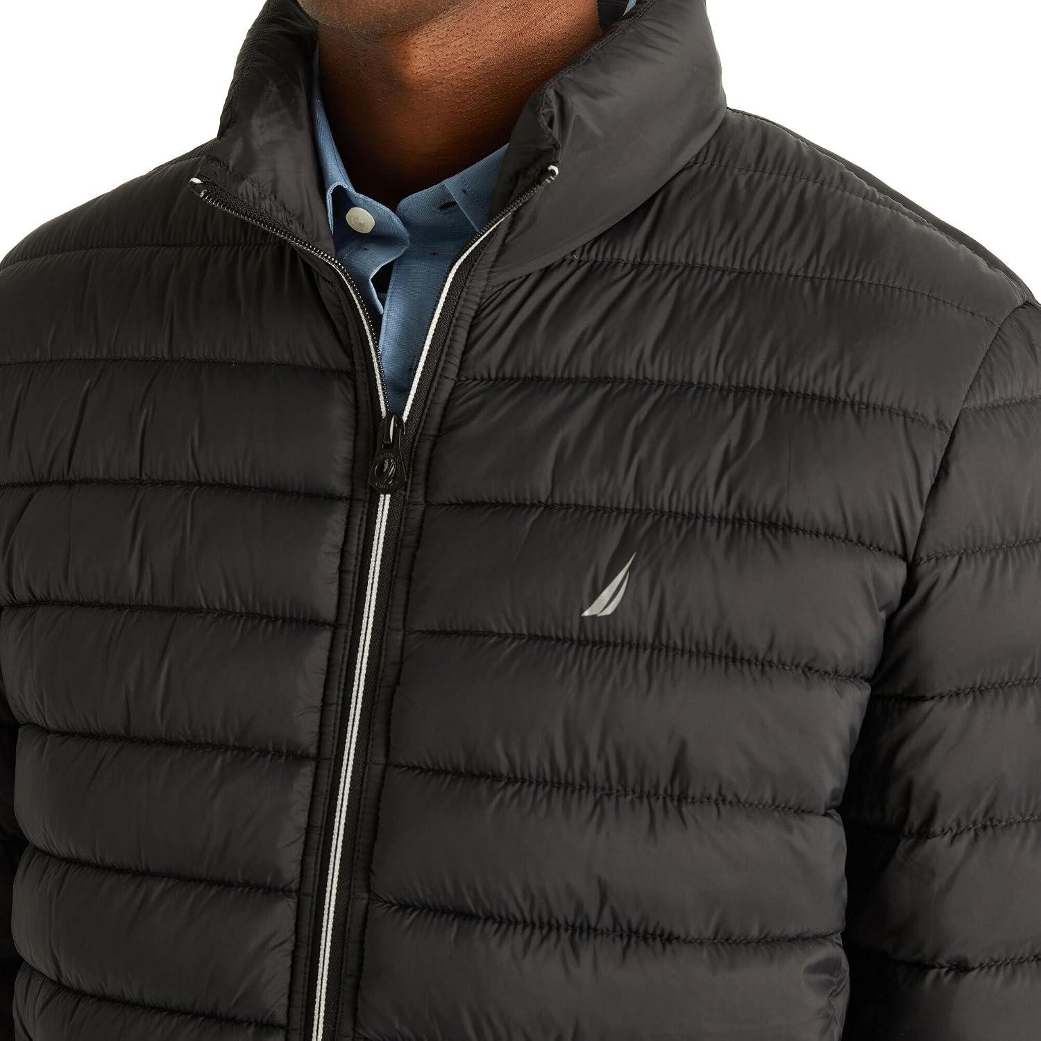 image:imageNautica Mens Reversible Quilted Puffer Jacket Midweight Mechanical Stretch Winter CoatLuxury Black