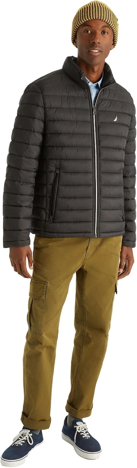 image:imageNautica Mens Reversible Quilted Puffer Jacket Midweight Mechanical Stretch Winter CoatLuxury Black