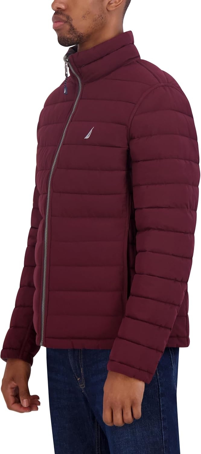 image:imageNautica Mens Reversible Quilted Puffer Jacket Midweight Mechanical Stretch Winter CoatMetal Grey
