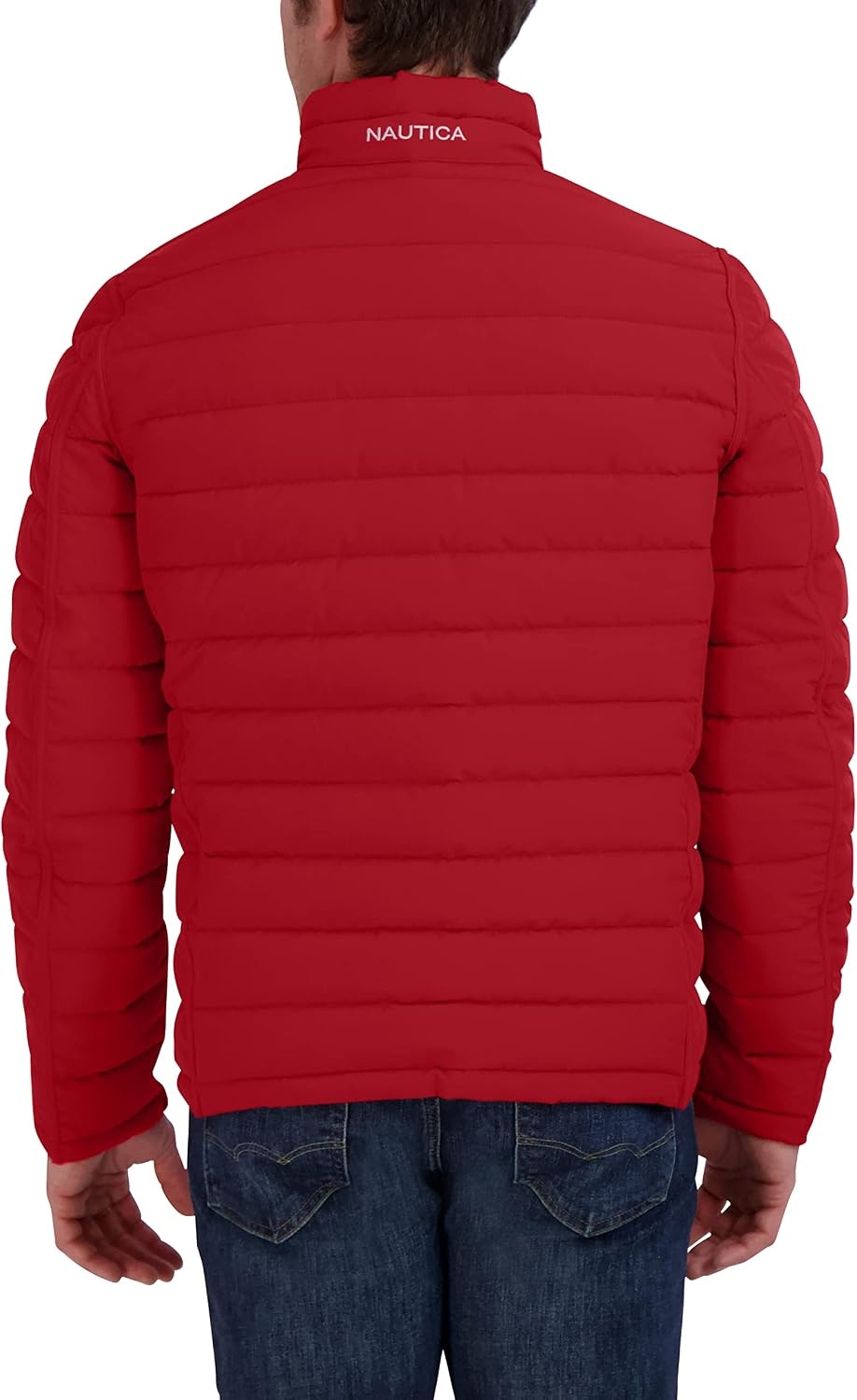 image:imageNautica Mens Reversible Quilted Puffer Jacket Midweight Mechanical Stretch Winter CoatNvyRed