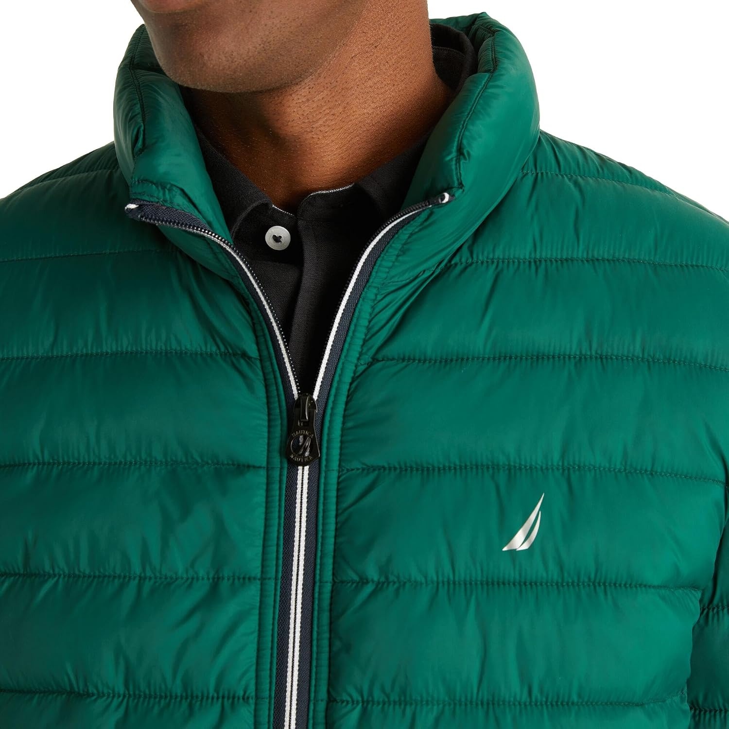 image:imageNautica Mens Reversible Quilted Puffer Jacket Midweight Mechanical Stretch Winter CoatTidal Green