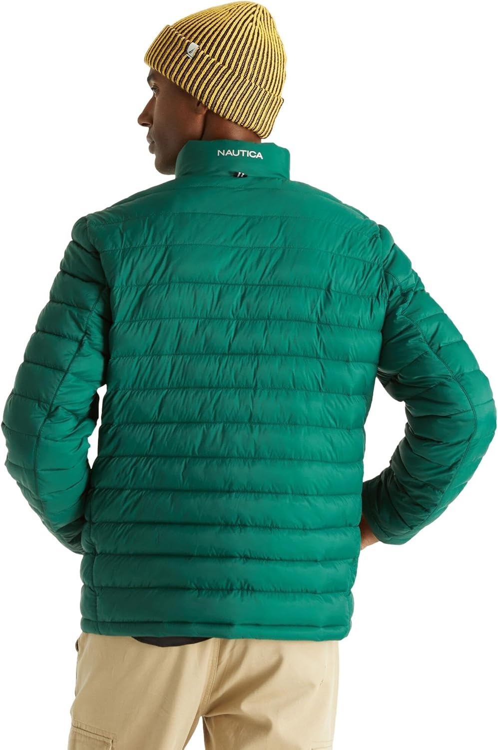 image:imageNautica Mens Reversible Quilted Puffer Jacket Midweight Mechanical Stretch Winter CoatTidal Green