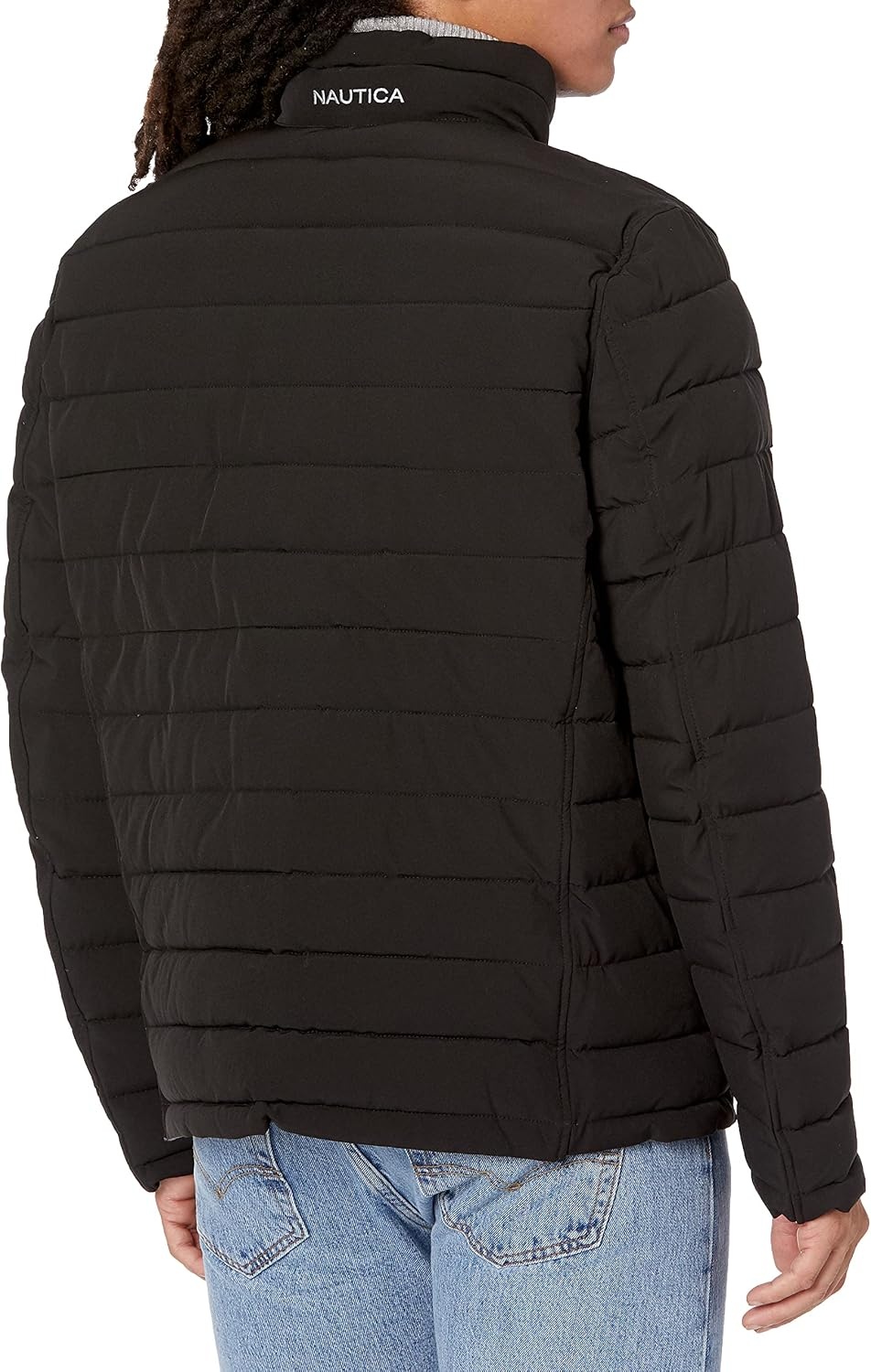 image:imageNautica Mens Reversible Quilted Puffer Jacket Midweight Mechanical Stretch Winter CoatVintage Black Combo