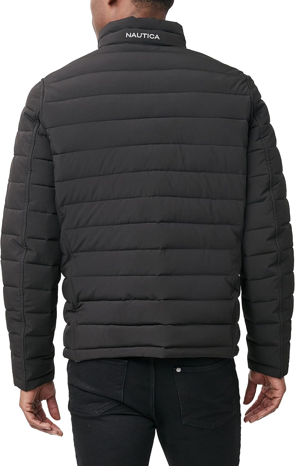 image:imageNautica Mens Reversible Quilted Puffer Jacket Midweight Mechanical Stretch Winter CoatVintage Black Combo
