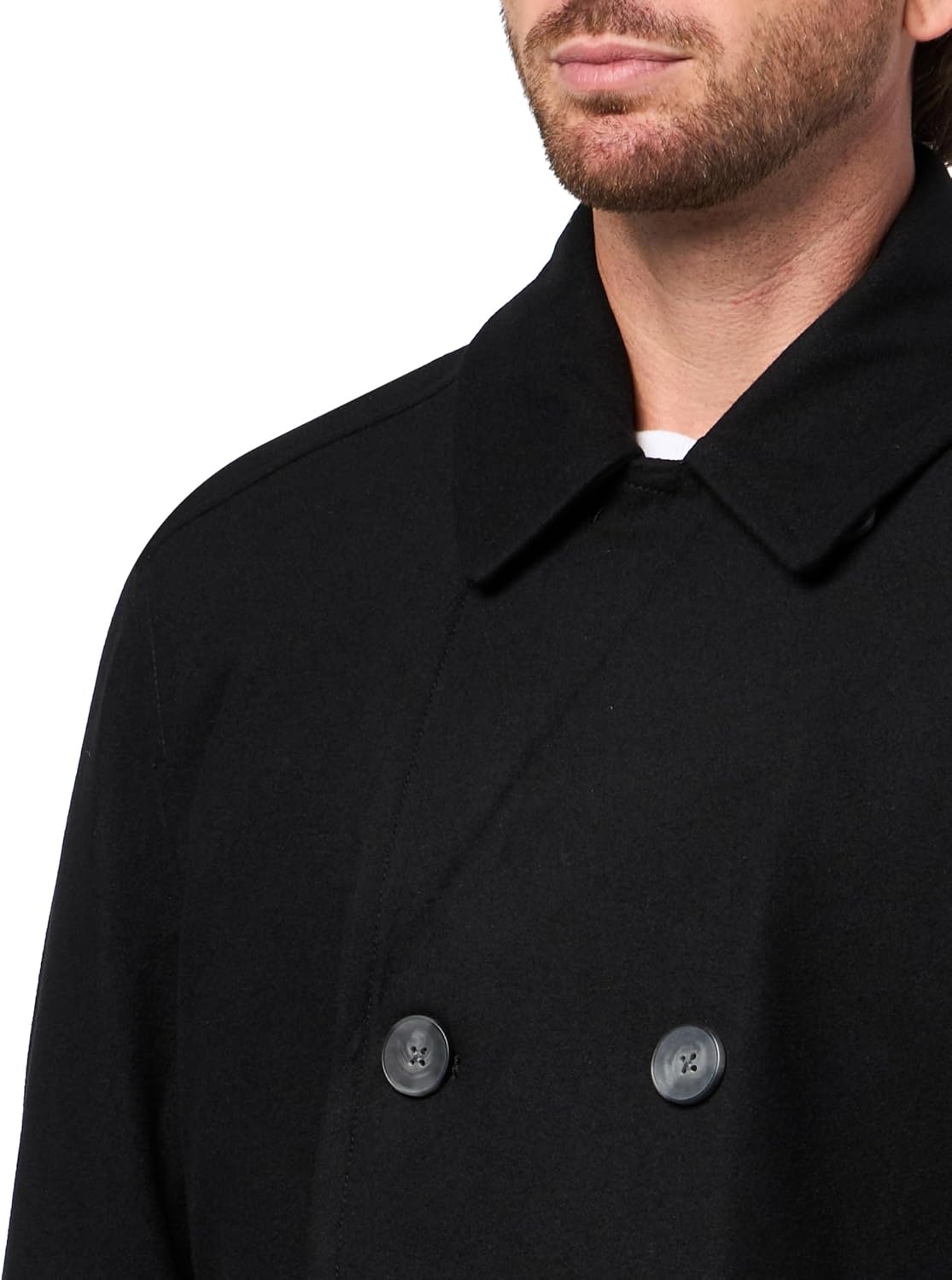 image:imageNautica Mens Wool Blend Peacoat DoubleBreasted Winter Coat Regular Big amp Tall SizesBlack