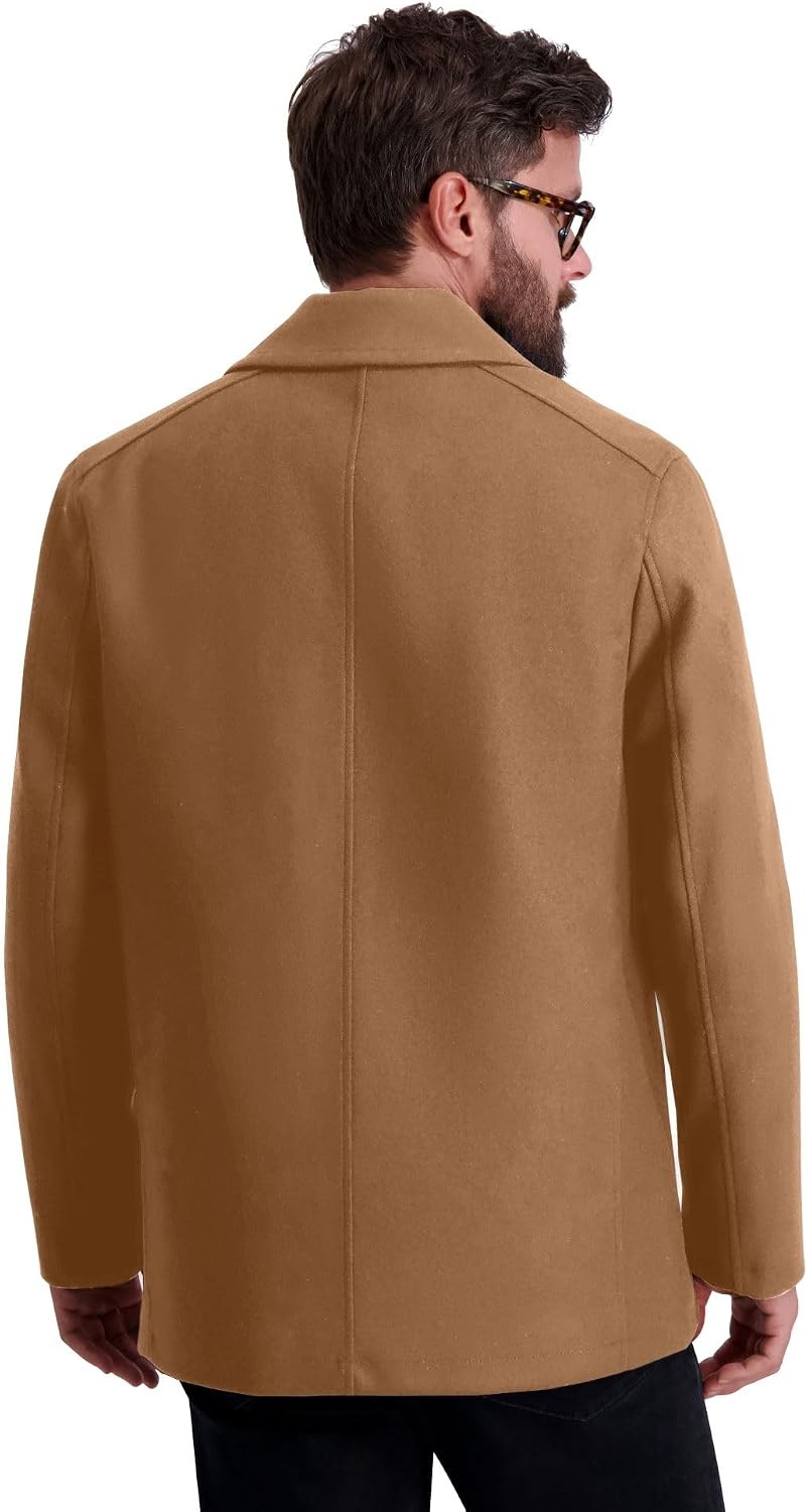 image:imageNautica Mens Wool Blend Peacoat DoubleBreasted Winter Coat Regular Big amp Tall SizesCamel
