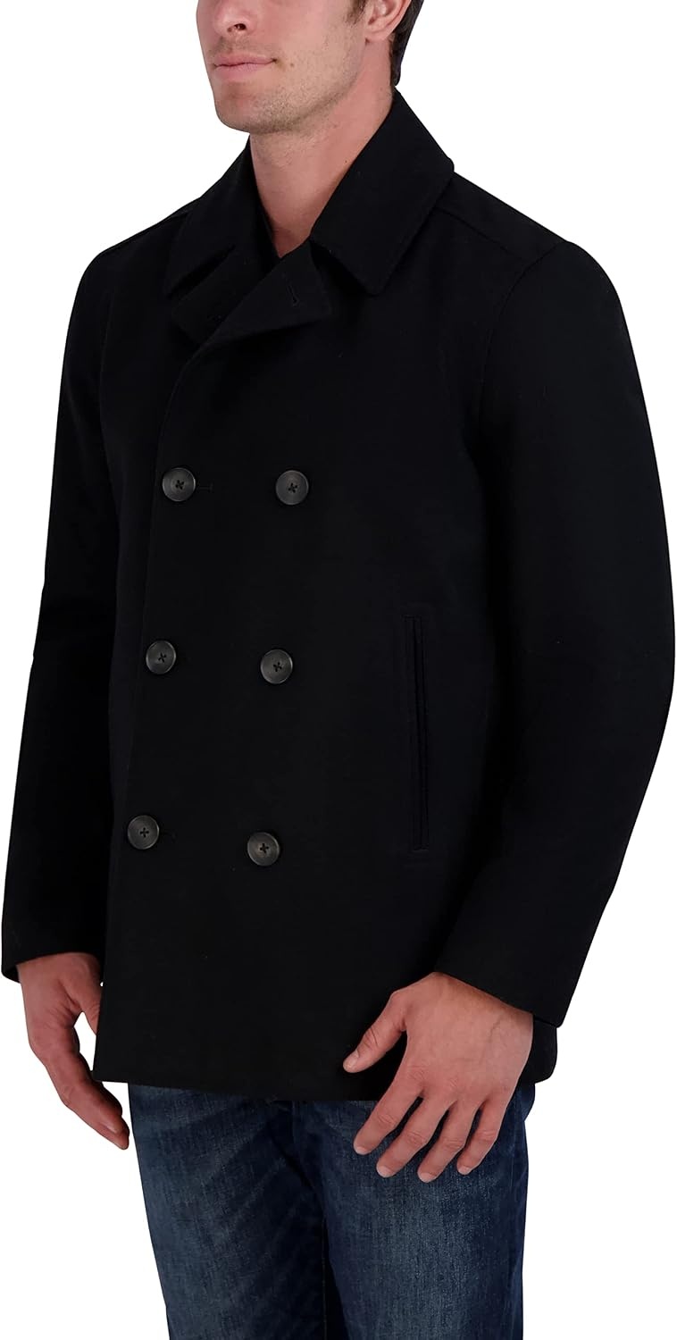 image:imageNautica Mens Wool Blend Peacoat DoubleBreasted Winter Coat Regular Big amp Tall SizesCaviar