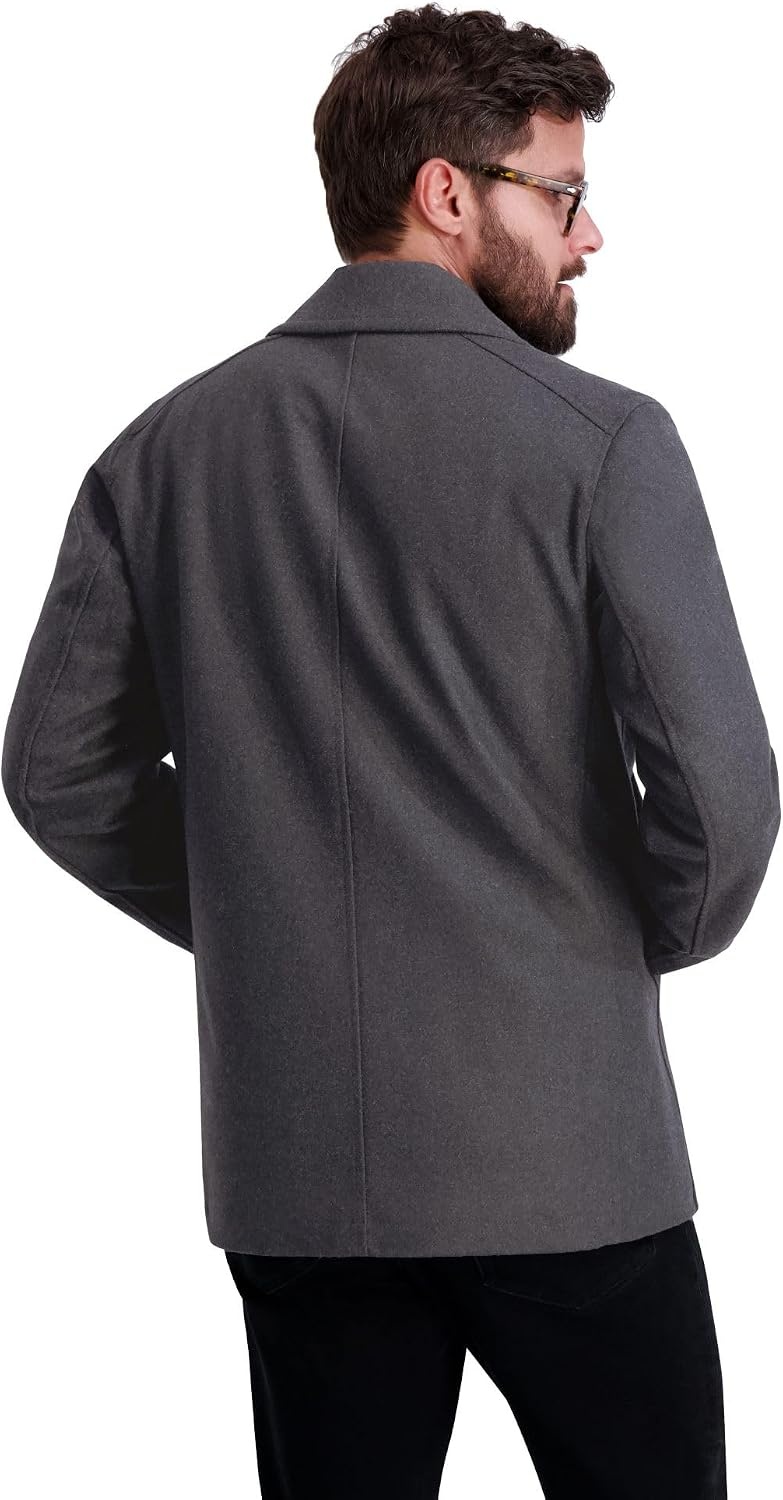 image:imageNautica Mens Wool Blend Peacoat DoubleBreasted Winter Coat Regular Big amp Tall SizesCharcoal