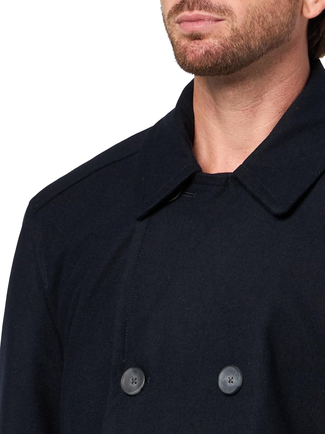 image:imageNautica Mens Wool Blend Peacoat DoubleBreasted Winter Coat Regular Big amp Tall SizesDark Navy