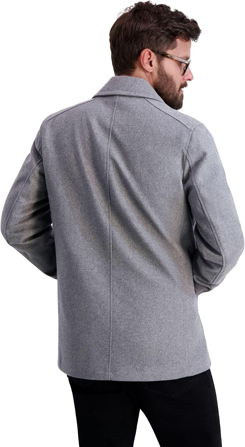 image:imageNautica Mens Wool Blend Peacoat DoubleBreasted Winter Coat Regular Big amp Tall SizesLtgrey