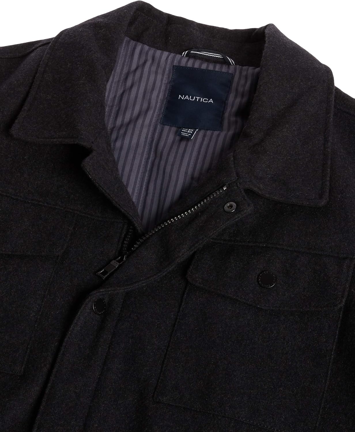 image:imageNautica Mens Wool Blend Peacoat DoubleBreasted Winter Coat Regular Big amp Tall SizesSmoke Gray