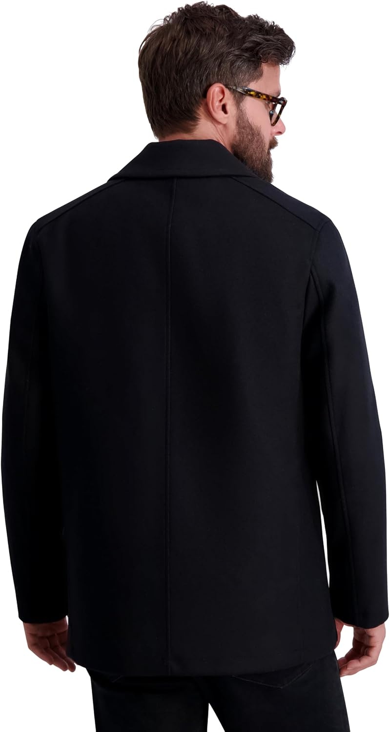 image:imageNautica Mens Wool Blend Peacoat DoubleBreasted Winter Coat Regular Big amp Tall SizesVintage Blk