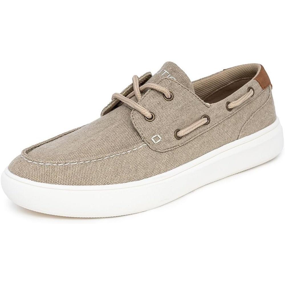 image:imageNAUTICA Mens LaceUp Boat Shoe Casual Loafers Comfort Sneaker Walking MoccasinTaupe Canvas