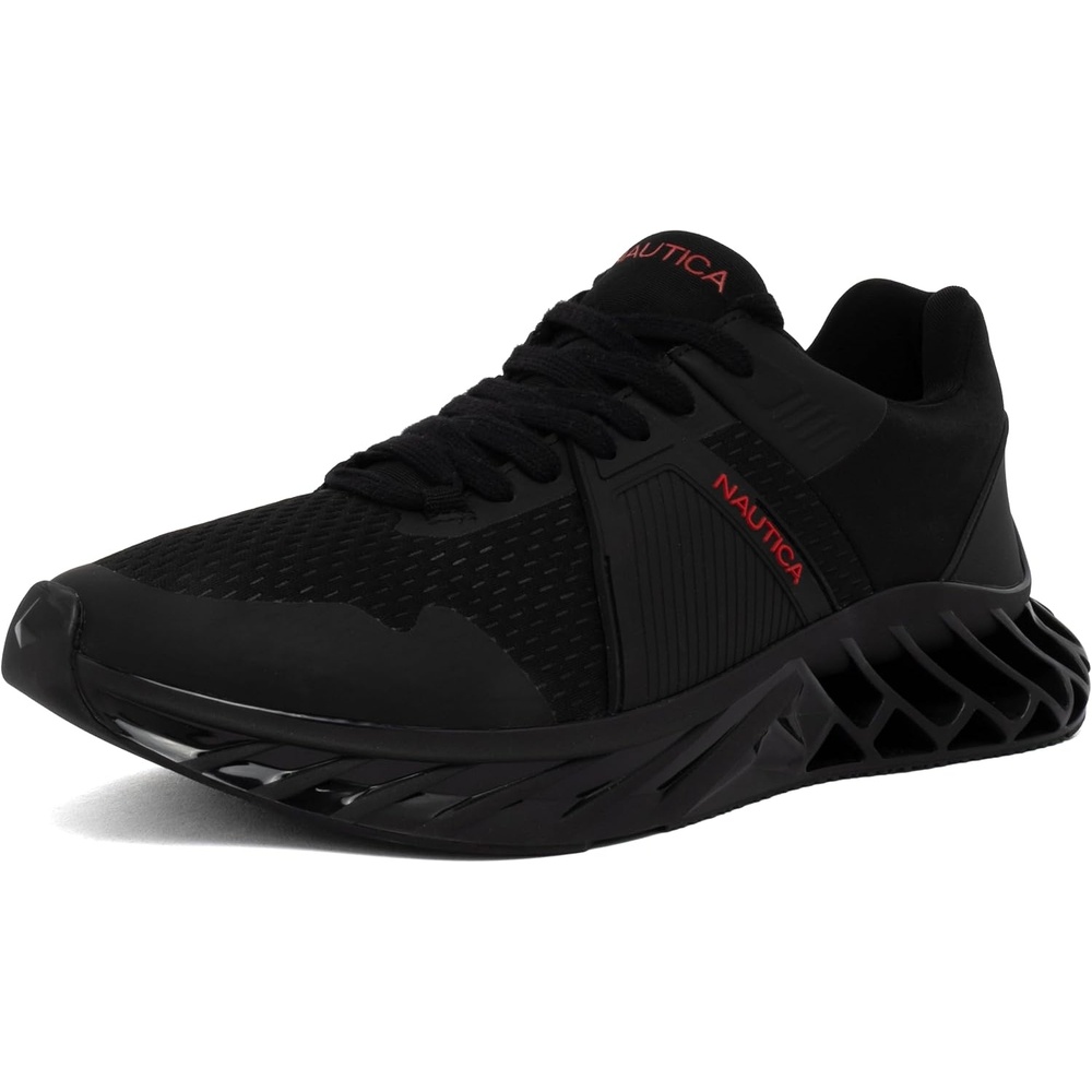 image:imageNautica Mens Casual Fashion Sneakers Lightweight LaceUp Athletic Walking Shoes for Gym amp Tennis ComfortableBlack Redlomari
