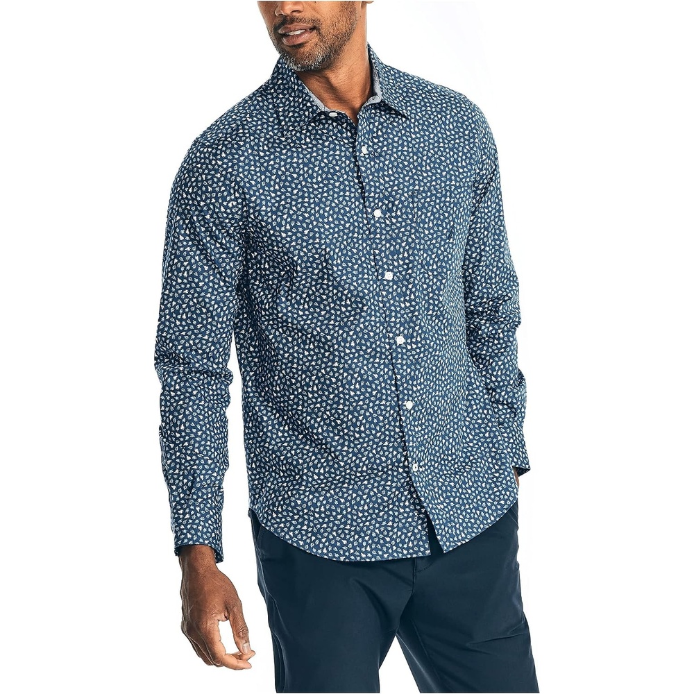 image:imageNautica Mens Nautica Printed Poplin ShirtNautica Printed Poplin ShirtEstate Blue